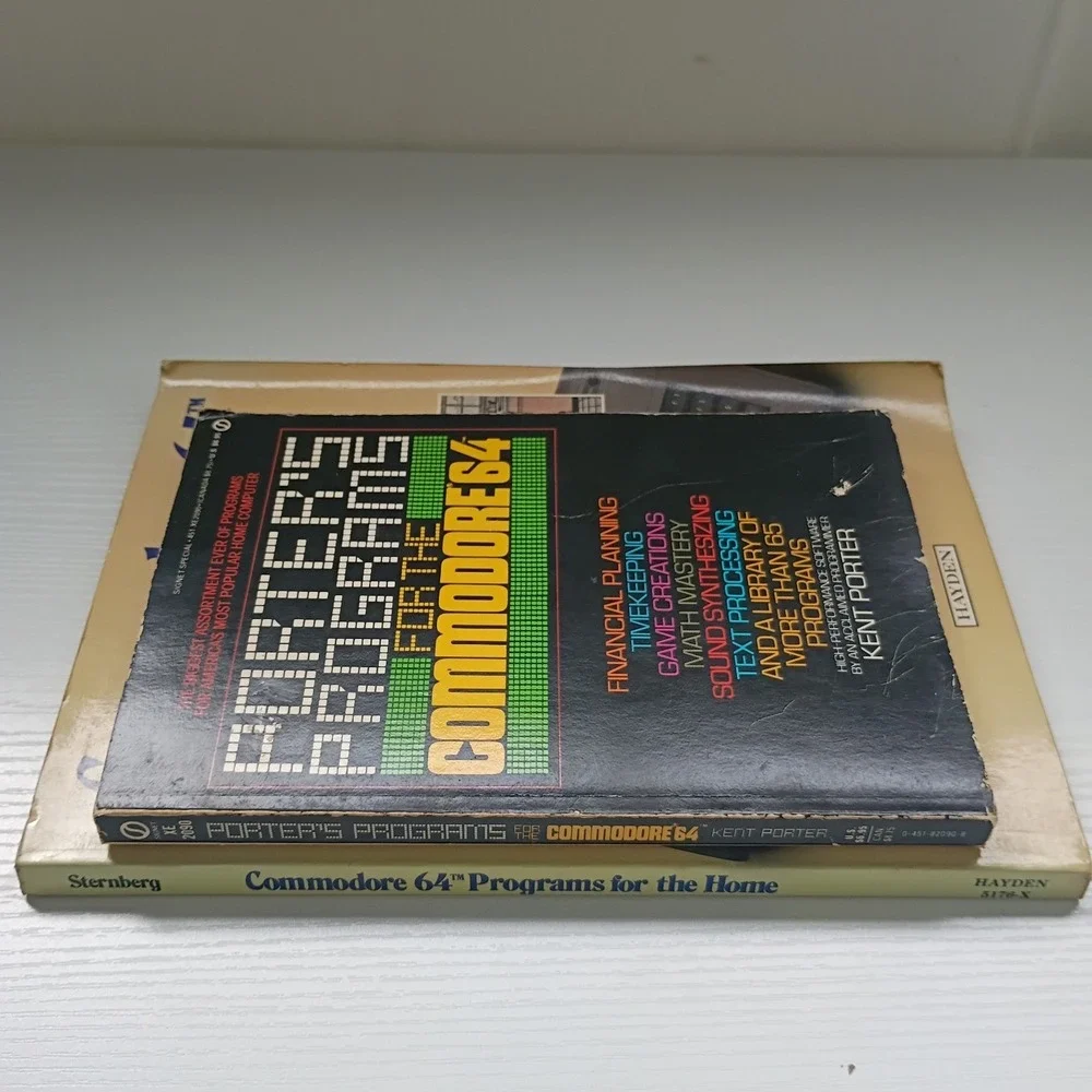 2 Vtg Commodore 64 Books-Porters Programs Kent Porter/Programs For The Home